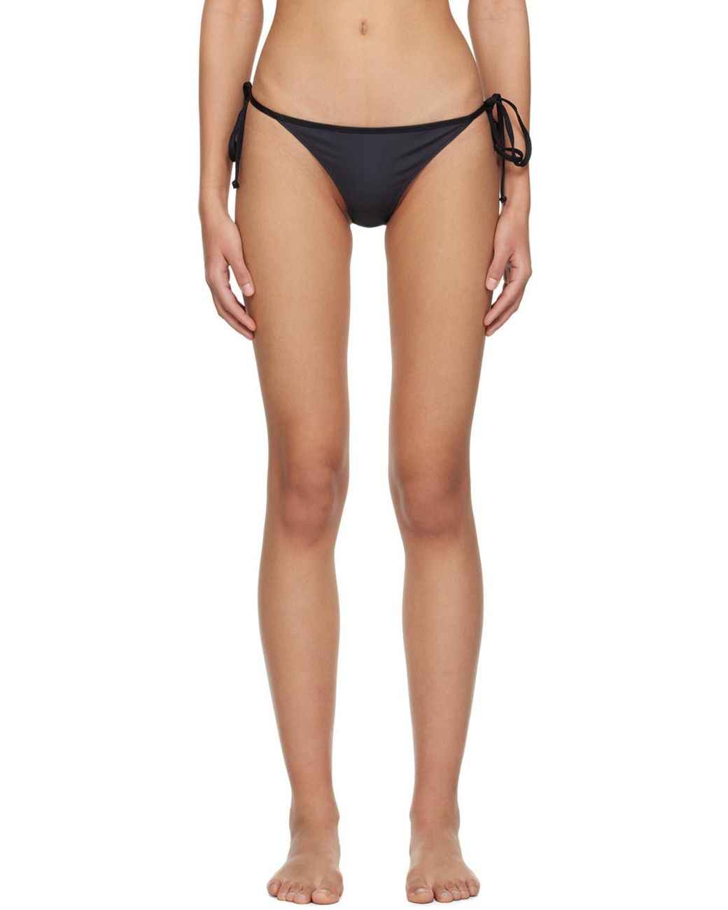 Ganni Black Logo Printed Bikini Top