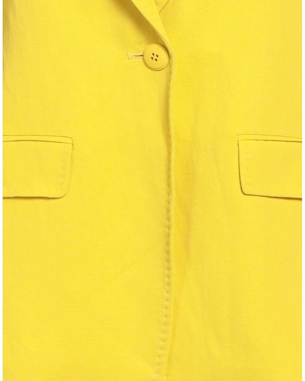 Max Mara Yellow Minimalist Single-Breasted Blazer