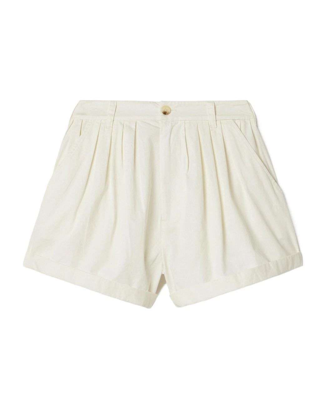 Doen White Pleated Organic Cotton-Poplin Shorts