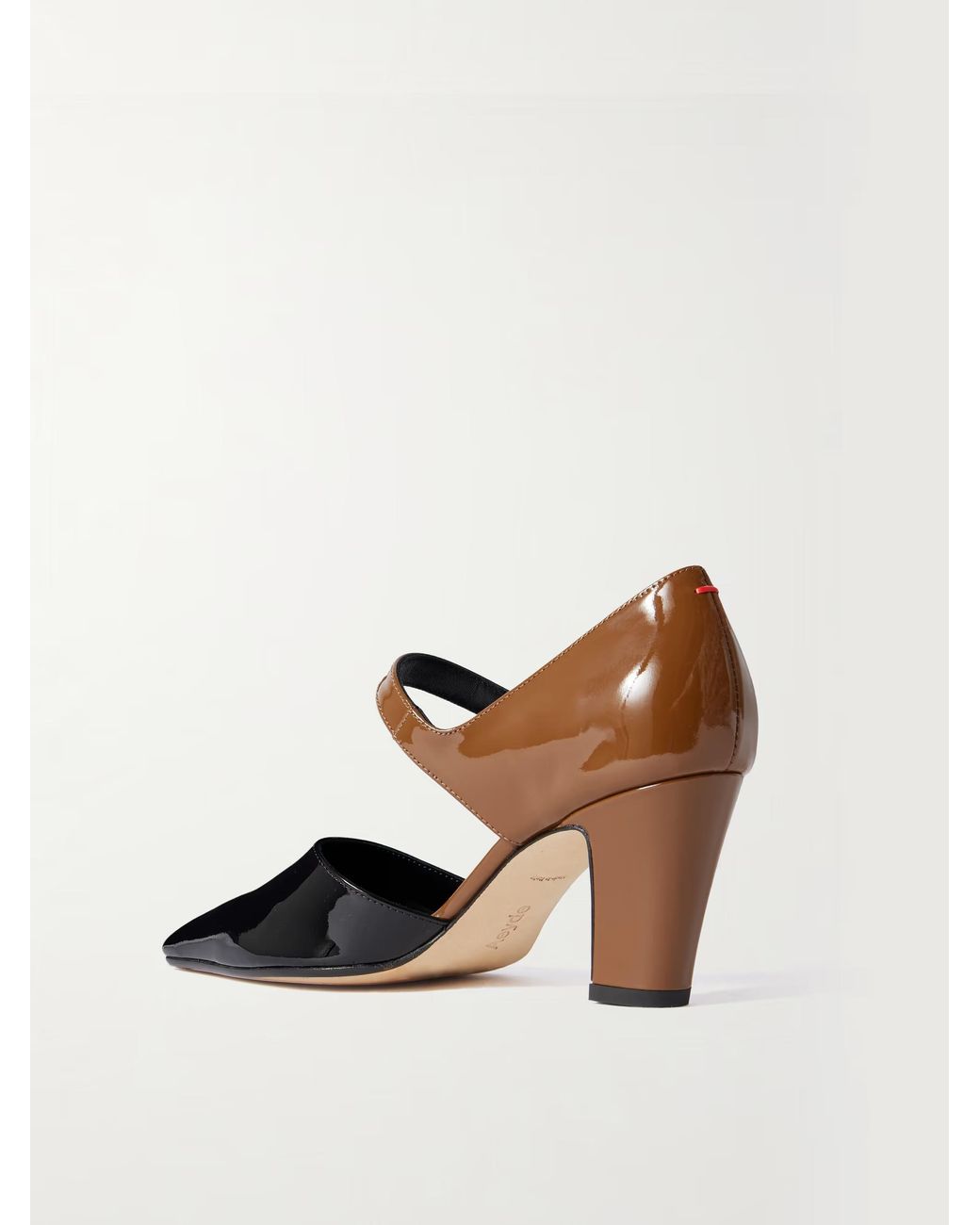 Aeyde Brown Two Tone Patent-Leather Mary Jane Pumps