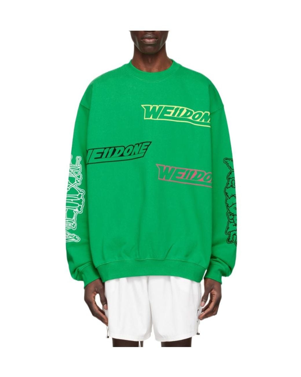 we11done Green Logo-Detail Pullover Sweatshirt for men