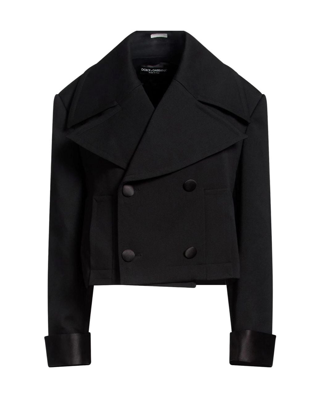 Dolce & Gabbana Black Wool Cropped Jacket