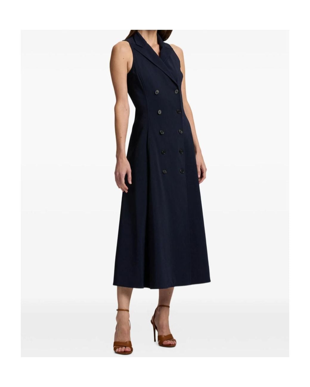 Ralph Lauren Blue Alecia Double-Breasted Midi Dress