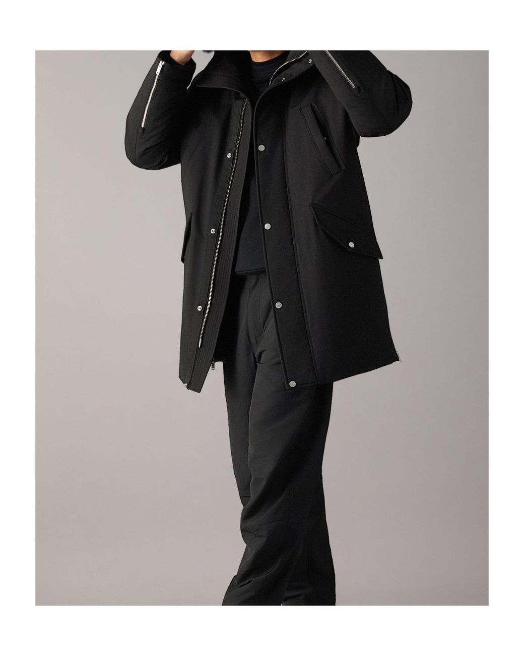 Moose Knuckles Black Stirling Hooded Parka Coat for men