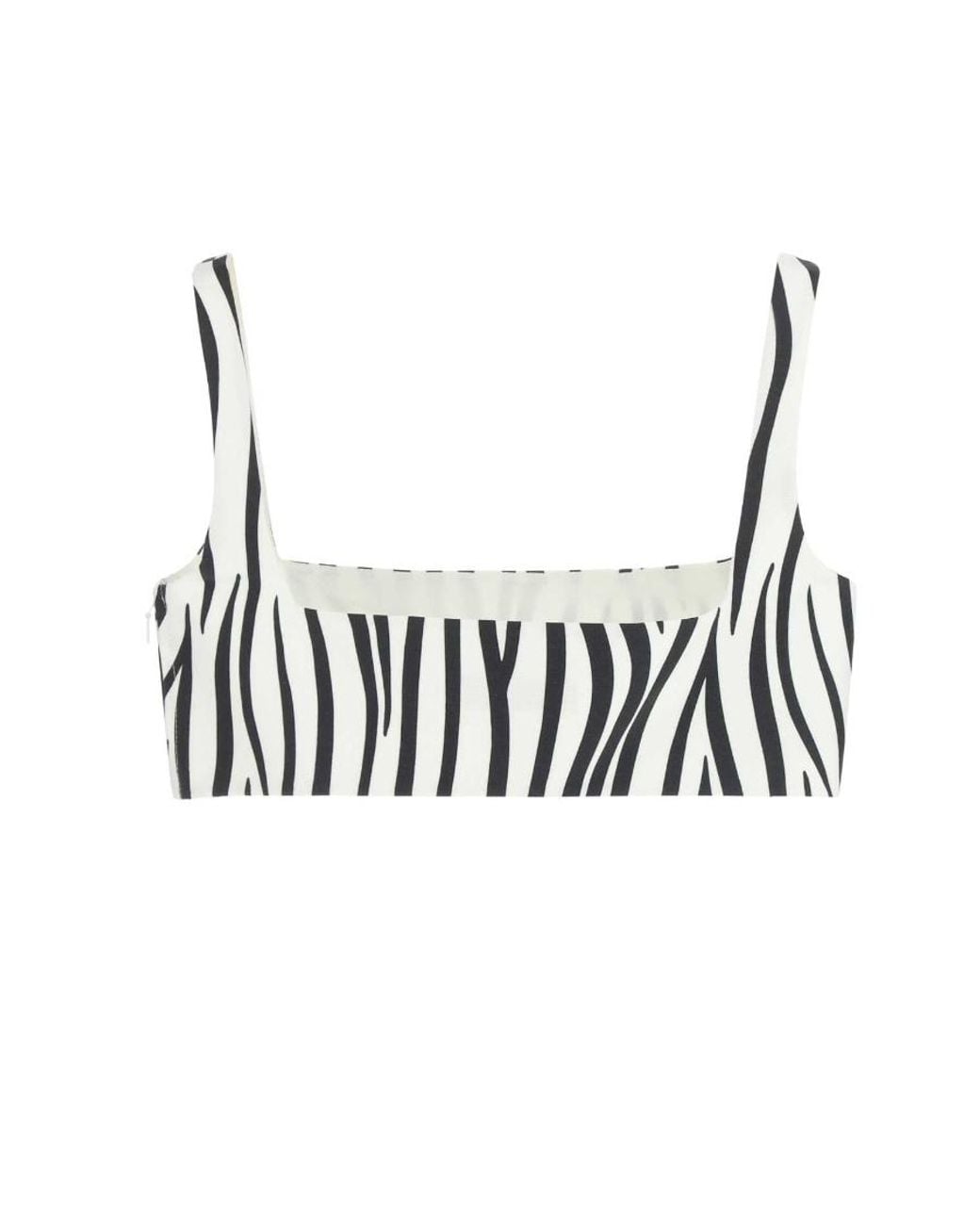 Valentino White Zebra 1966 Print Crop Top