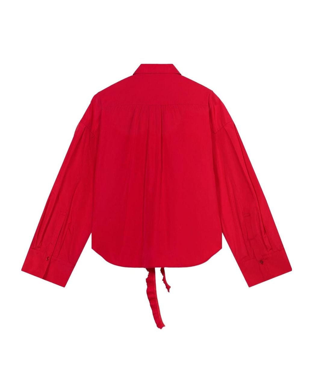 Blumarine Red Taffeta Shirt With 3D Roses