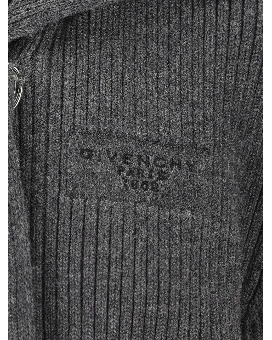 Givenchy Gray Maxi Stand-Up Collar Knitted Jacket