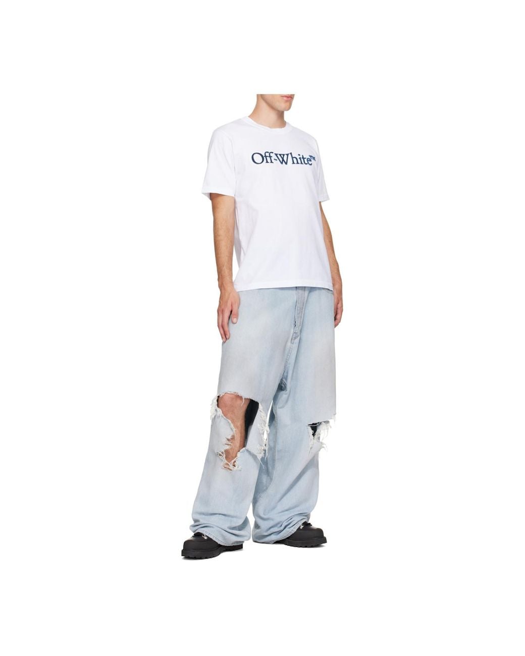 Off-White c/o Virgil Abloh White Logo Printed Crewneck T-Shirt for men