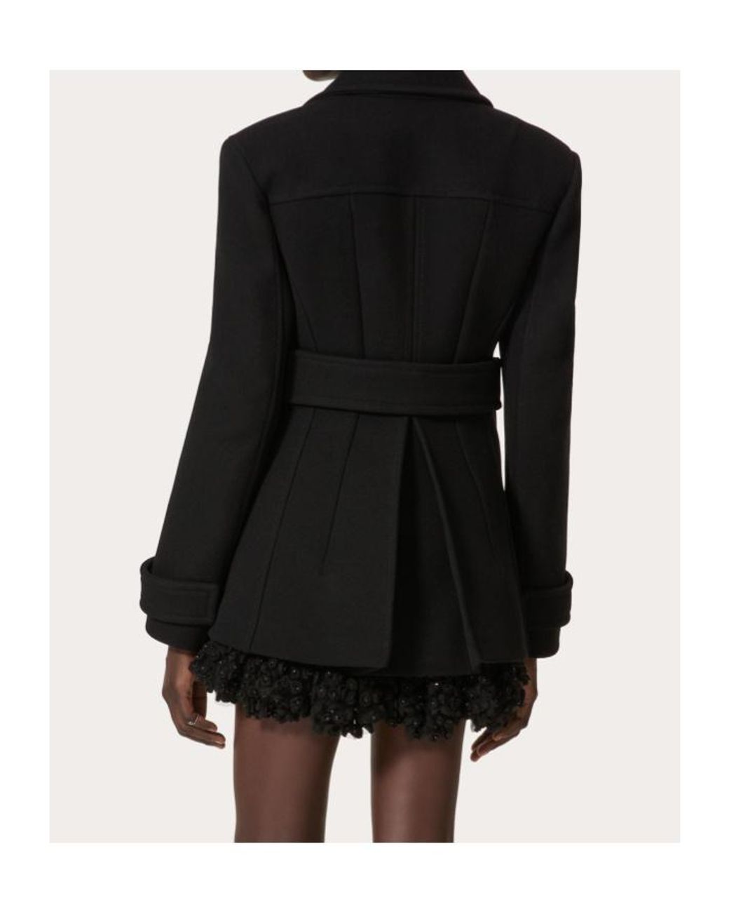 Valentino Black Double-Breasted Long-Sleeved Coat