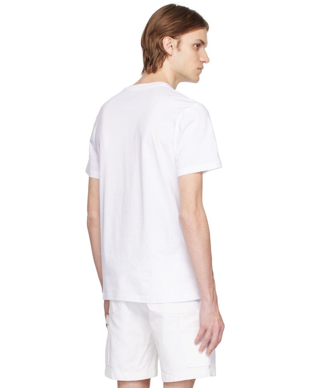 Moschino White Logo Detailed Crewneck T-Shirt for men