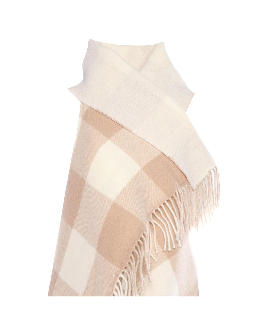Dondup Natural Checked Fringed-Edge Cape