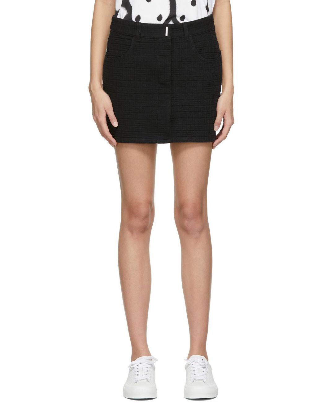 Givenchy Black Mid-Rise Monogram Mini Skirt