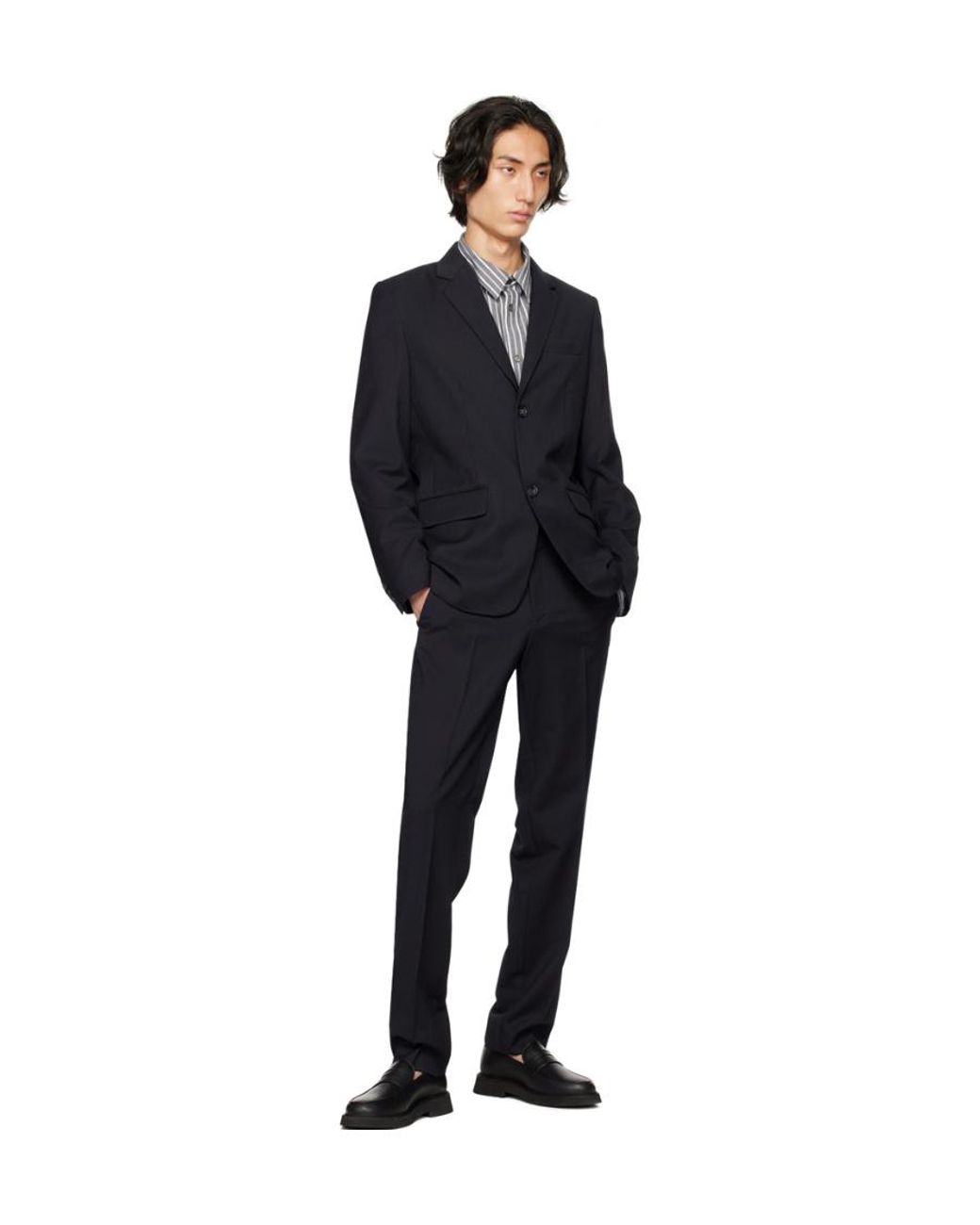 A.P.C. Blue Harry Button-Down Suit Coat for men