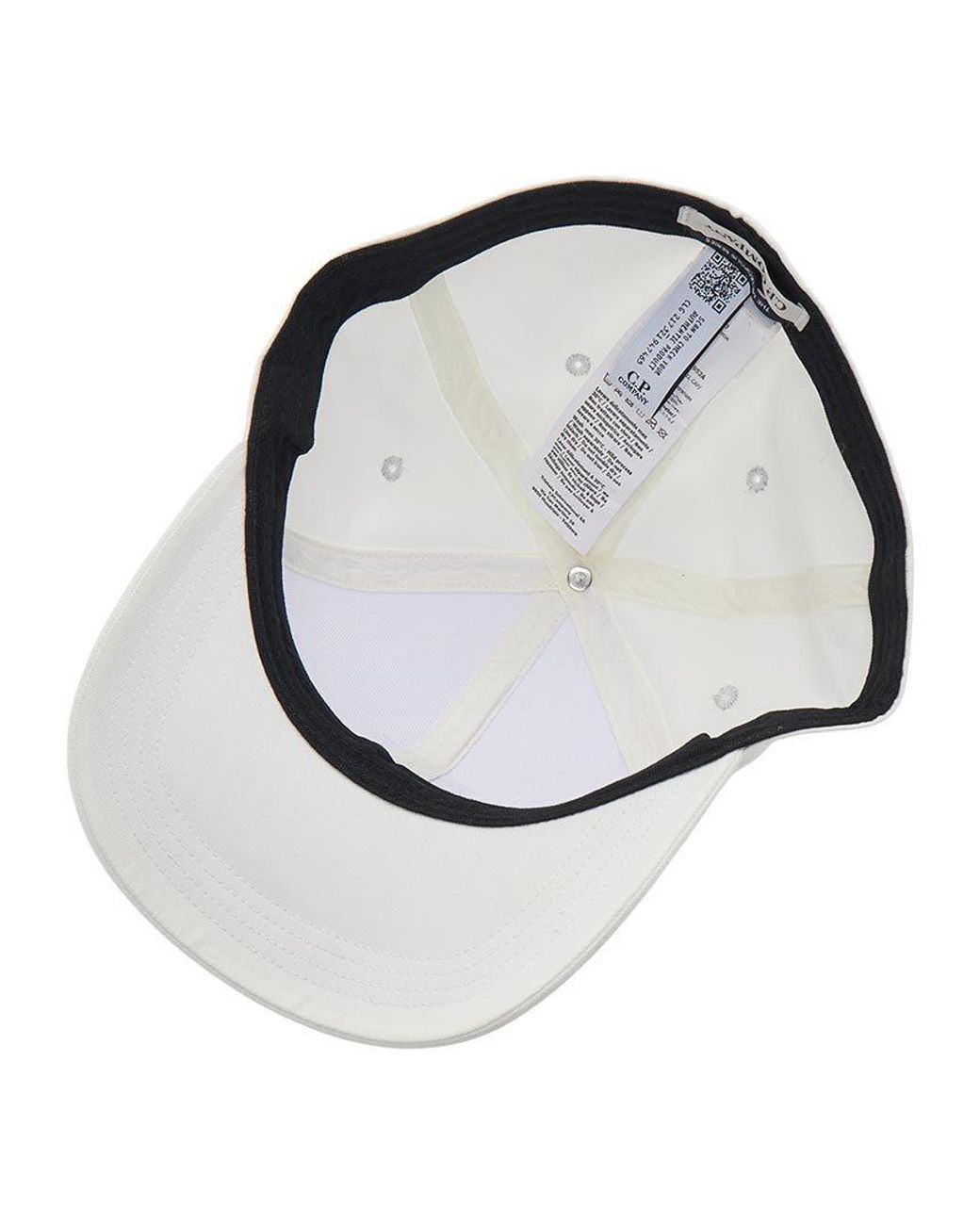 C P Company White Logo-Patch Twill Cap for men