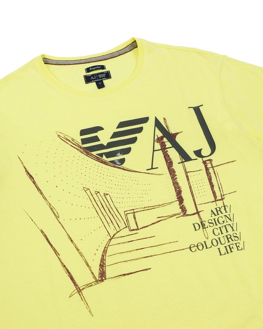 Armani Jeans Yellow Logo Details T-Shirt for men