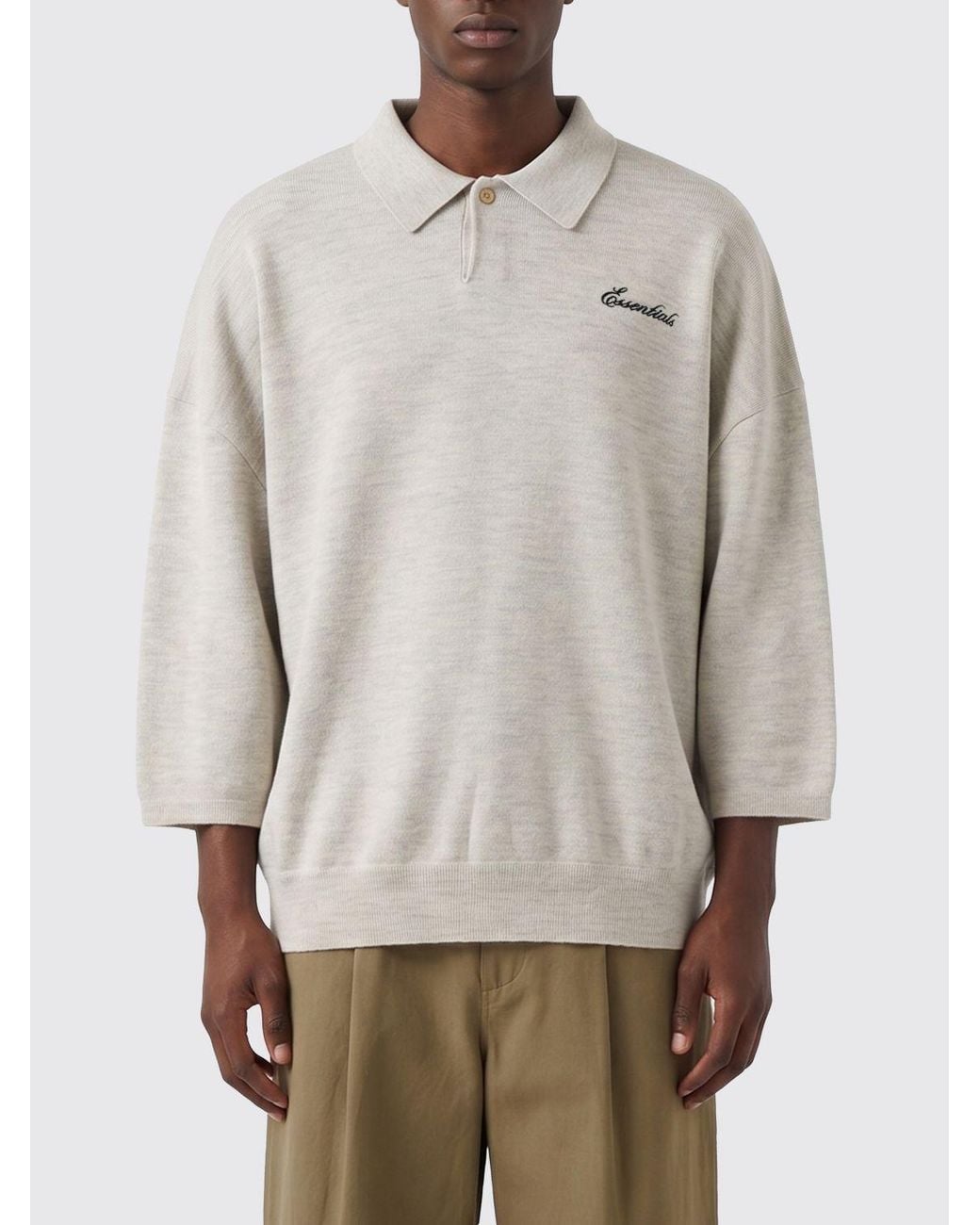 Fear Of God White Essentials Signature Knit Polo Shirt for men