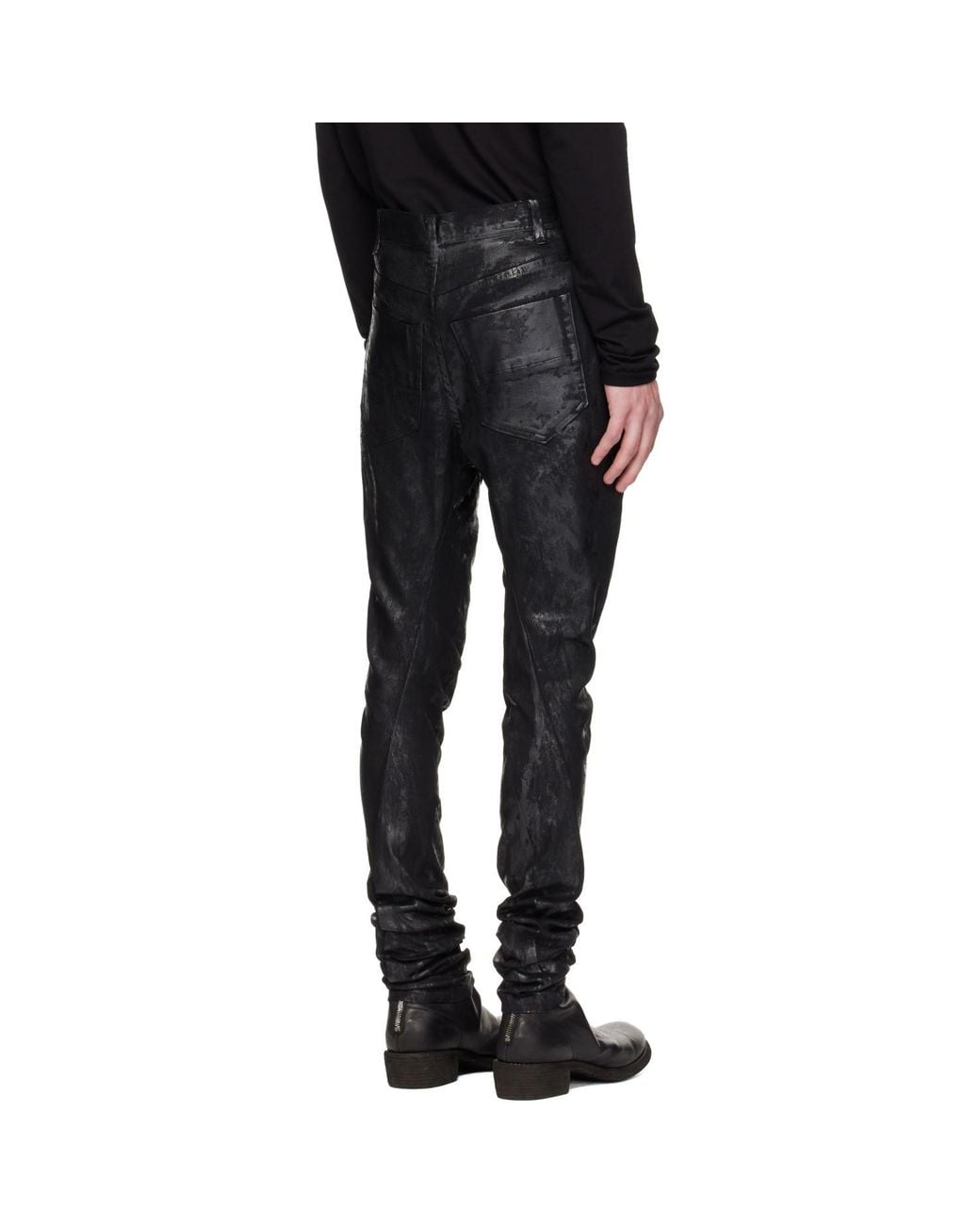 Julius Black Coated Jeans for men