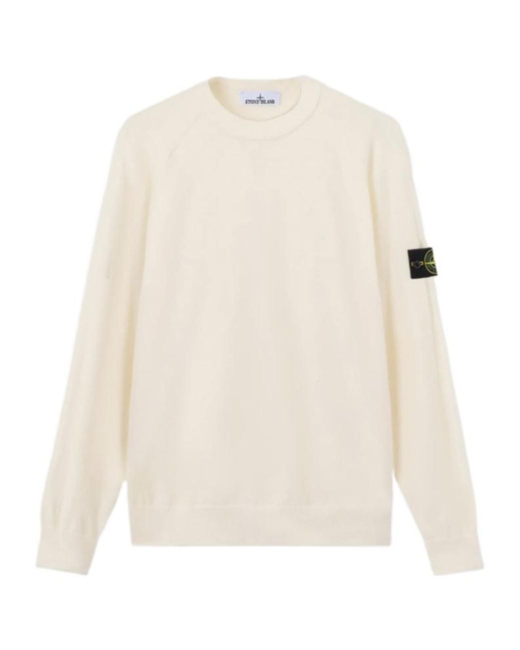 Stone Island White Logo Patch Crewneck Sweater for men