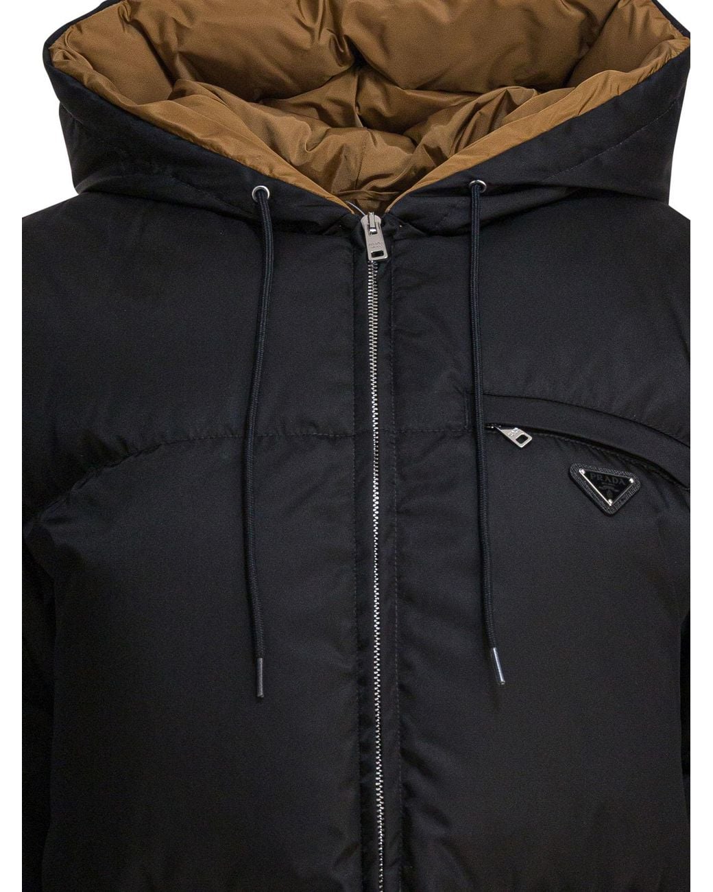 Prada Blue Zip-Up Hooded Puffer Jacket