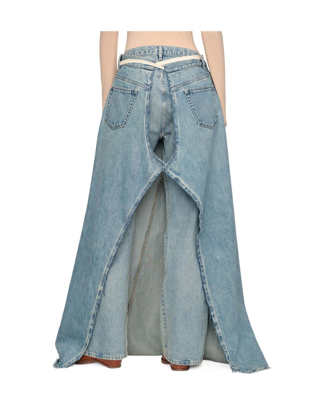 Maison Margiela Blue Raw Hem Denim Maxi Skirt