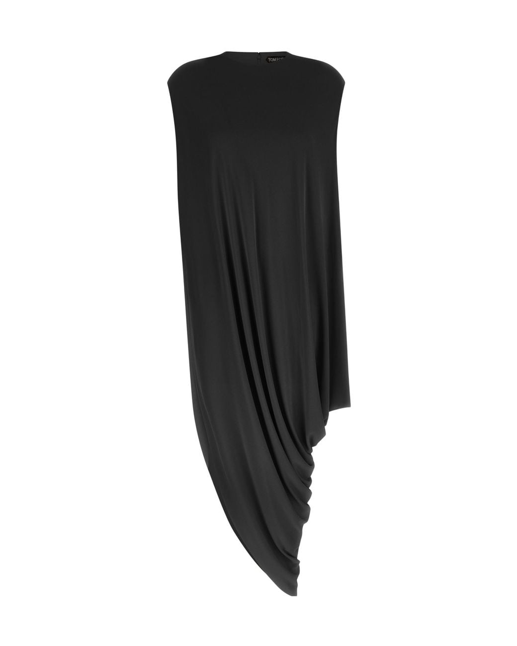 Tom Ford Black Asymmetric-Hem Draped Mini Dress
