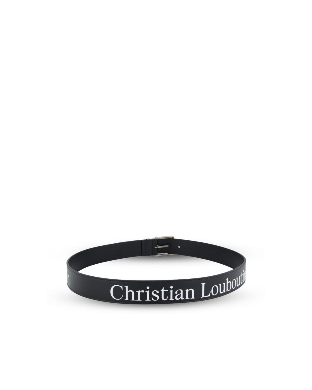 Christian Louboutin White Logo Printed Buckled Belt for men