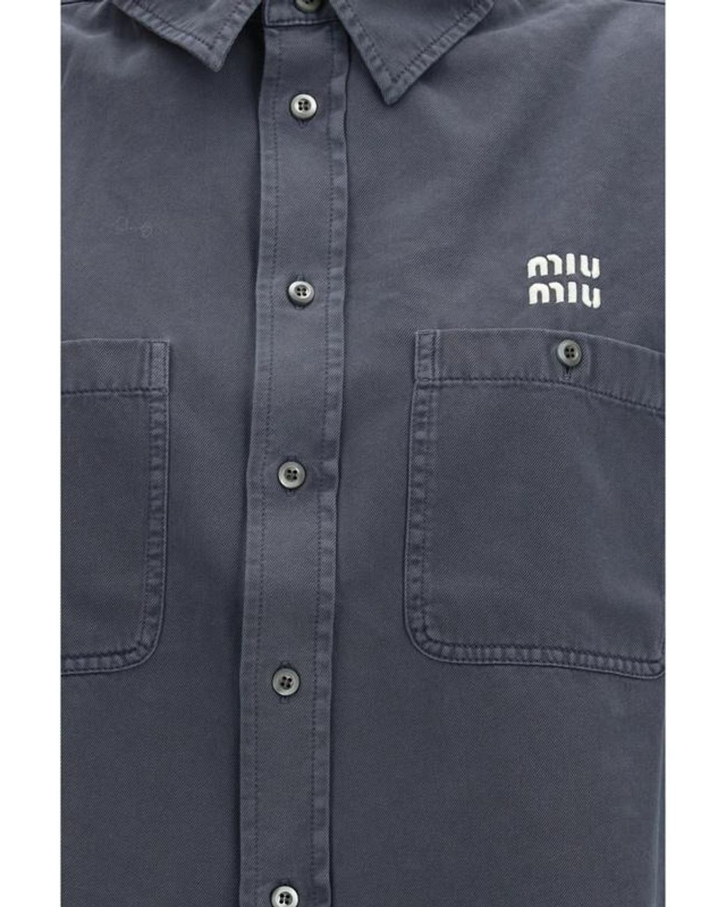 Miu Miu Blue Button-Up Denim Shirt