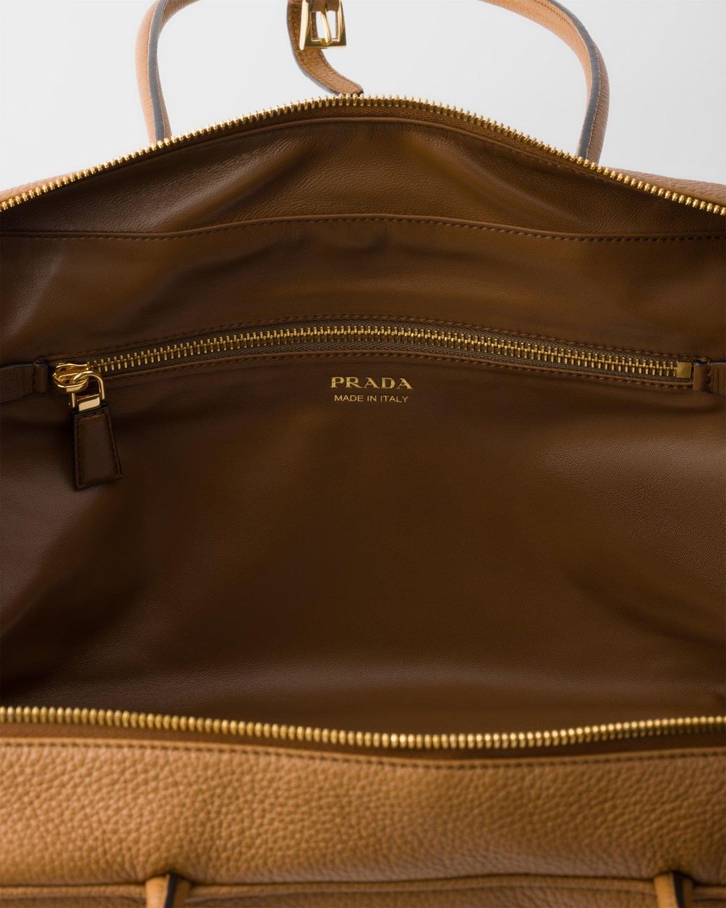 Prada Brown Zip-Up Top Handle Bag