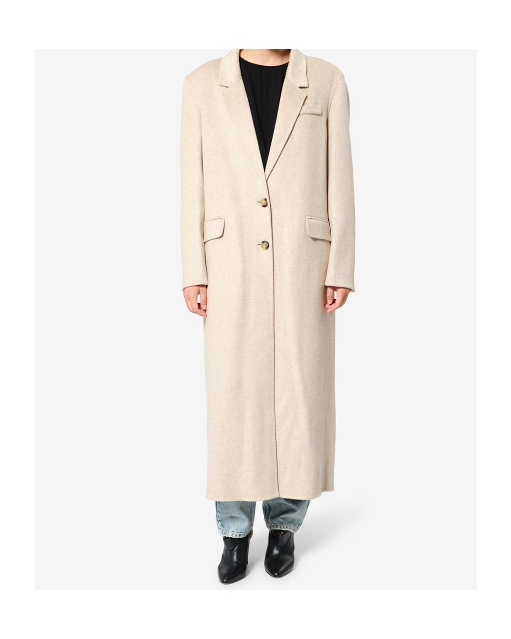 Isabel Marant Natural Clesa Long Single-Breasted Coat
