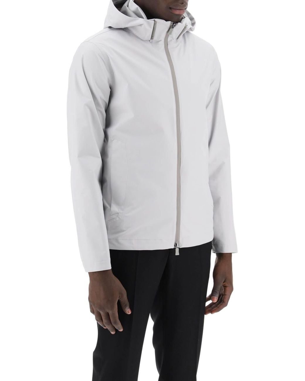 Herno White Zip-Up Hooded Laminar Windbreaker Jacket for men