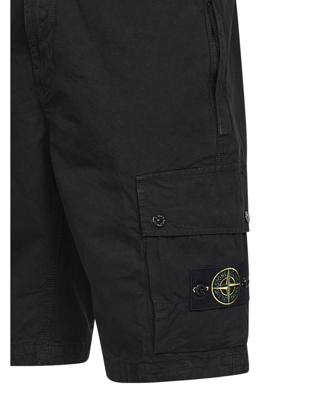 Stone Island Black Cargo Bermuda Shorts for men
