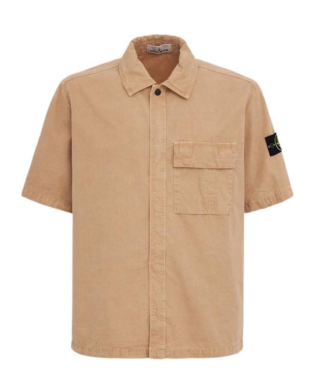 Stone Island Natural Logo Cotton Short Sleeved Shirt for men