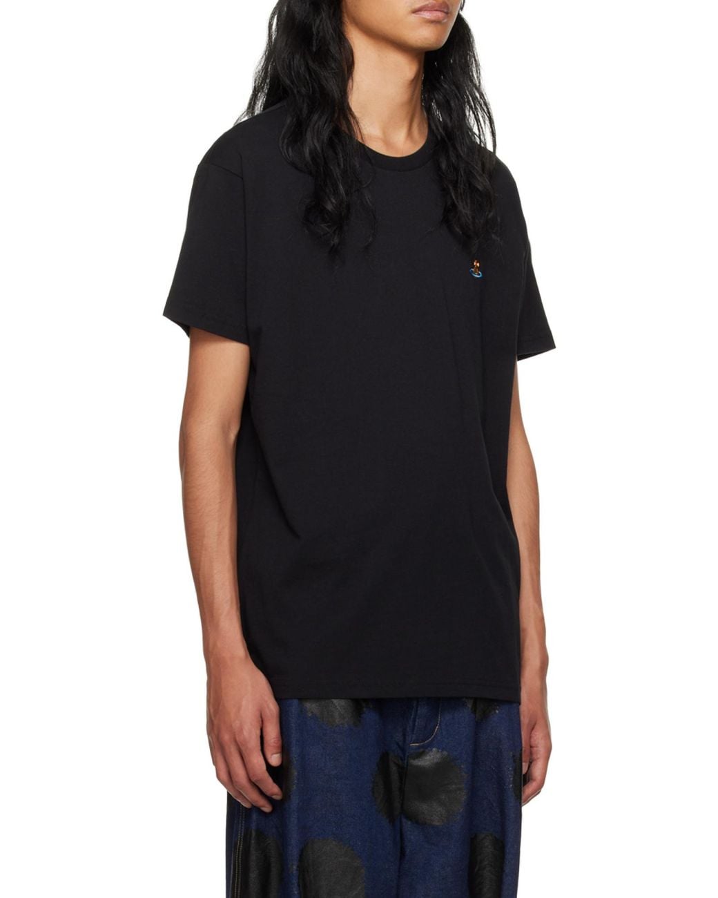Vivienne Westwood Blue Logo Embroidered Crewneck T-Shirt for men