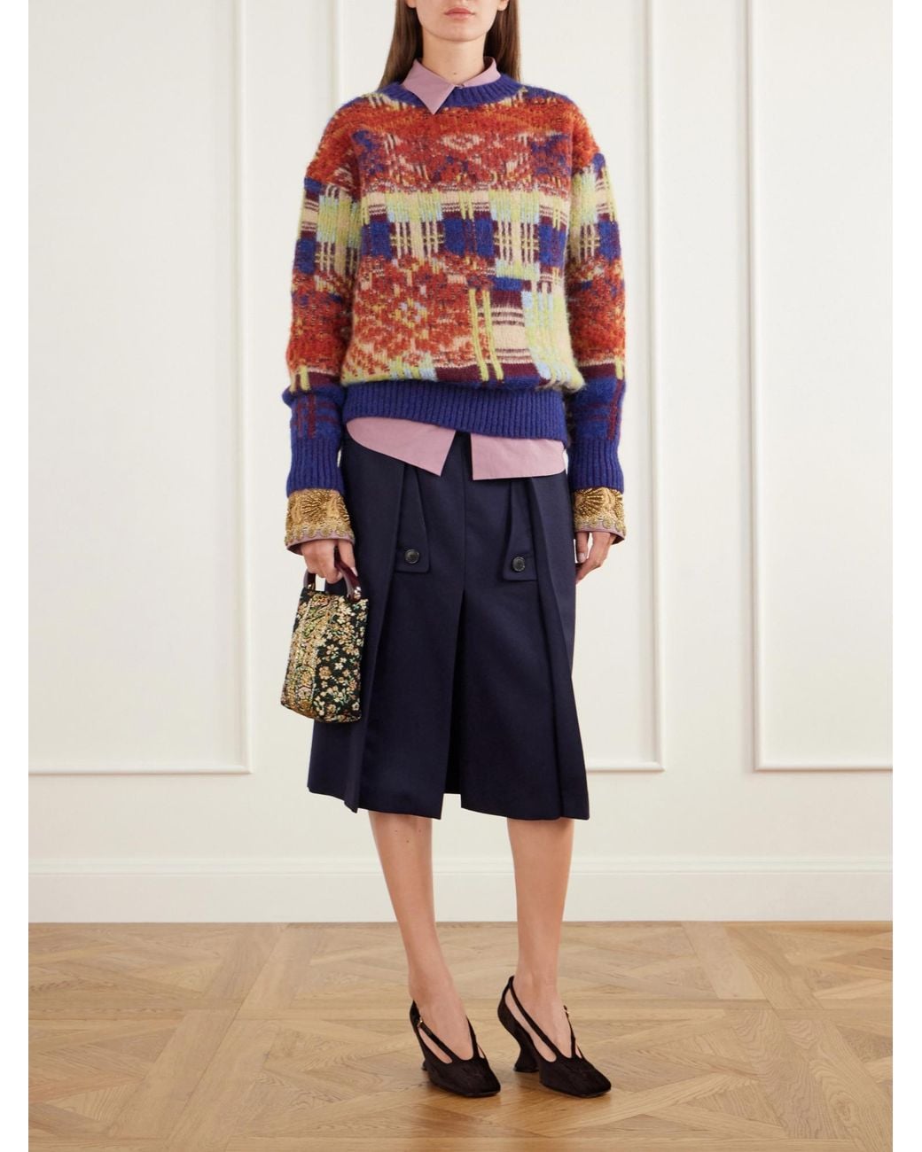 Dries Van Noten Blue Merino And Wool-Blend Sweater