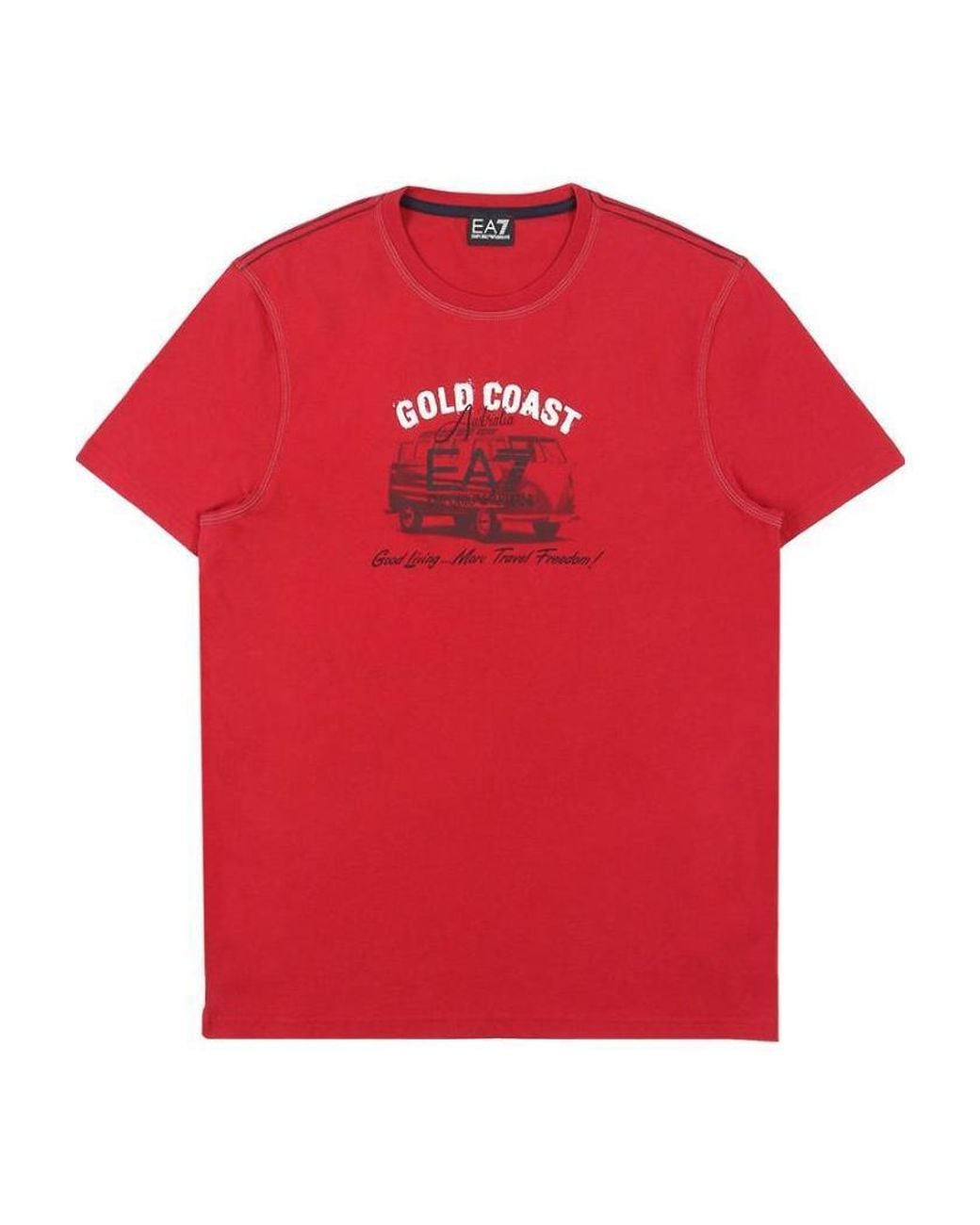 EA7 Red Logo T-Shirt With Round Neck for men