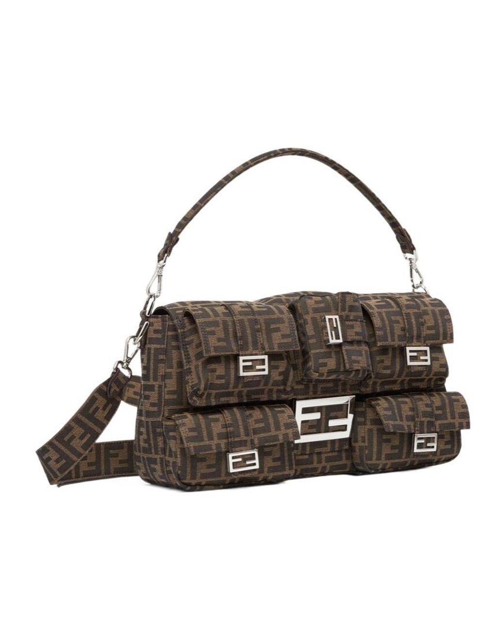 Fendi Metallic Maxi Multipocket Baguette Ff Jacquard Tote Bag for men