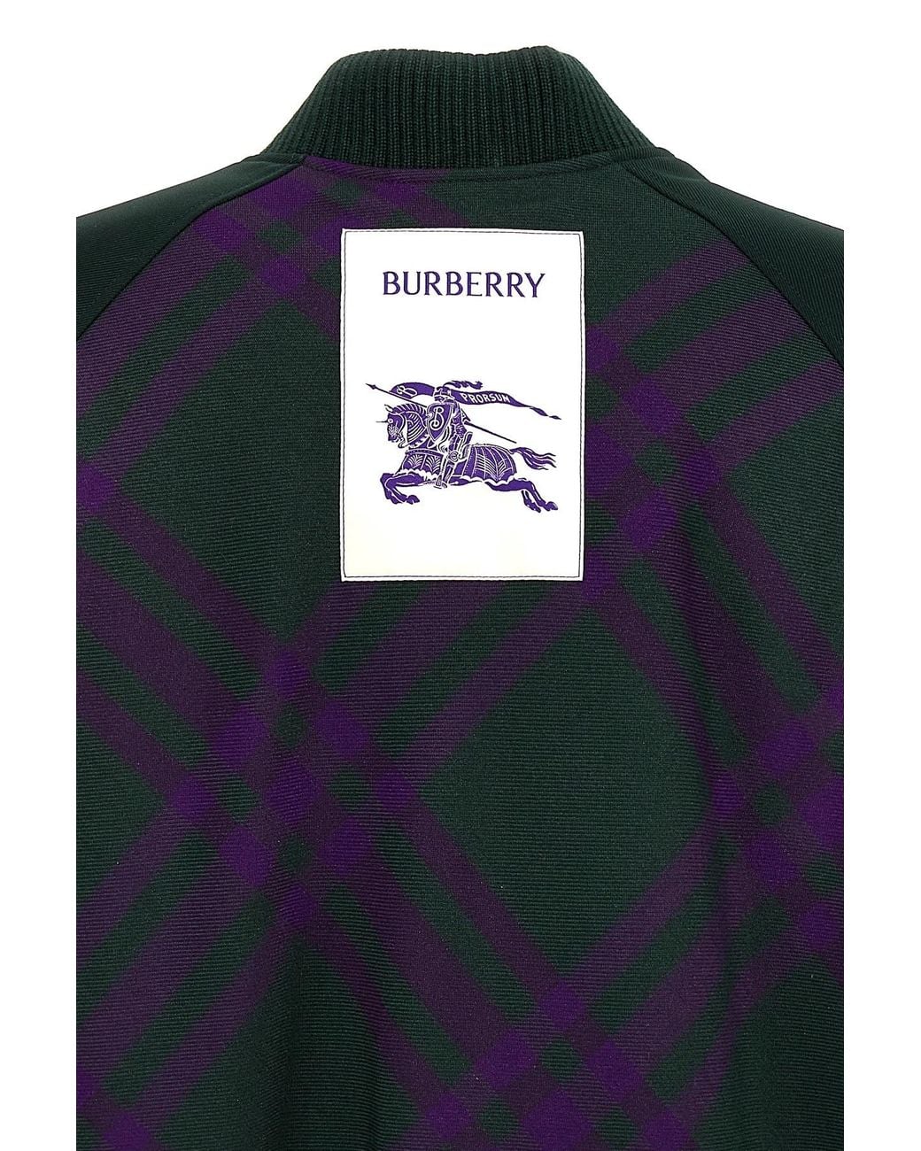 Burberry Green Checked Zipped Reversible Bomber Jacket for men
