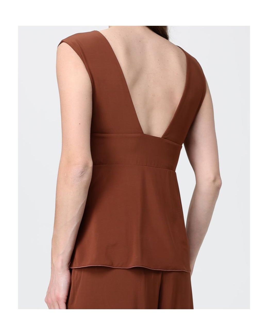 Max Mara Brown V-Neck Sleeveless Top