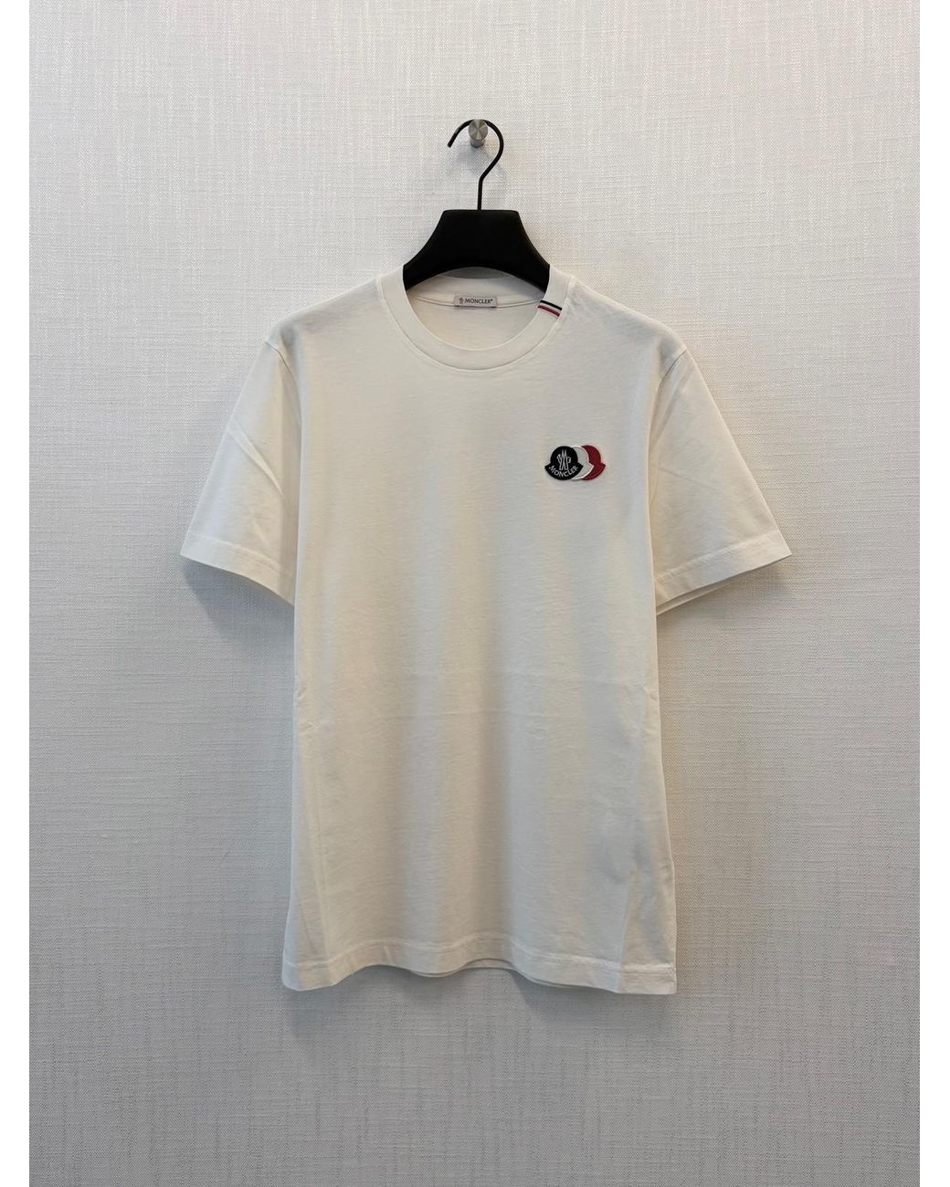 Moncler White Logo Patch Crewneck T-Shirt for men