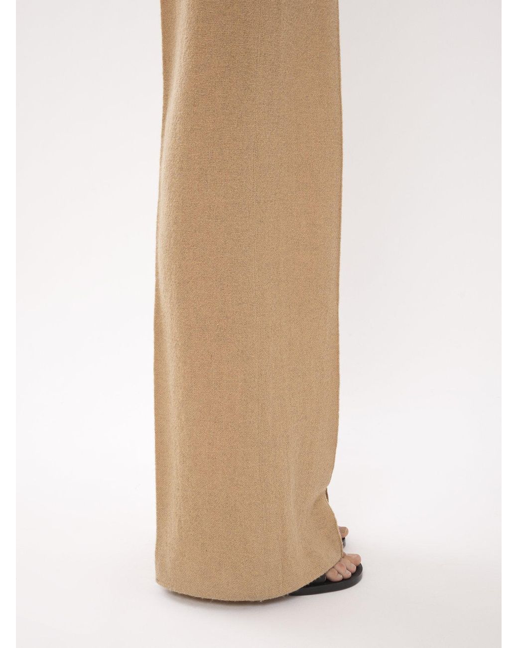 Chloé Natural Wide-Legged Wool Casual Trousers
