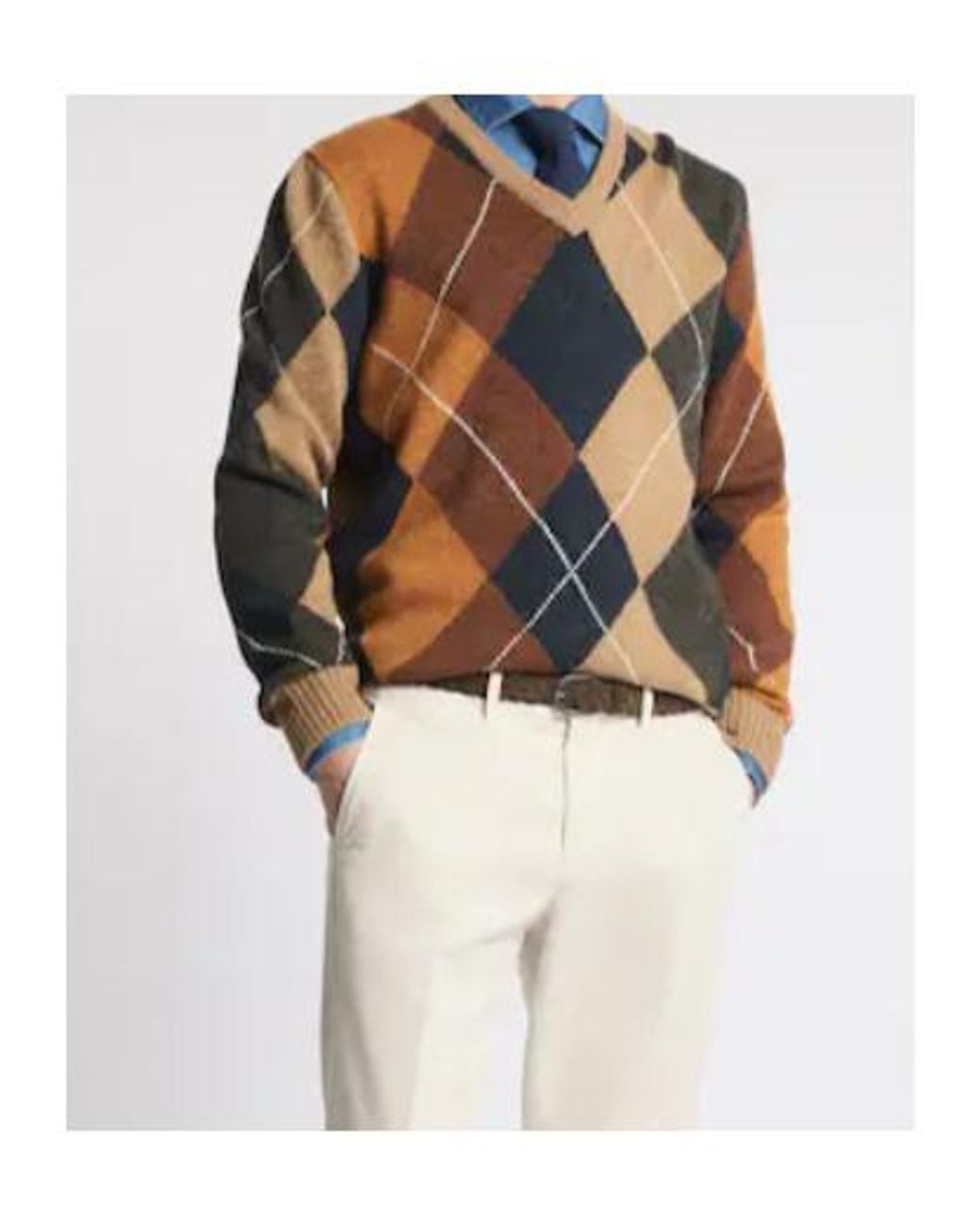 Fay Brown V-Neck Pullover for men