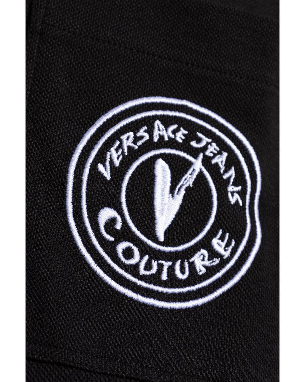 Versace Jeans Black Couture Logo Patch Polo Shirt for men