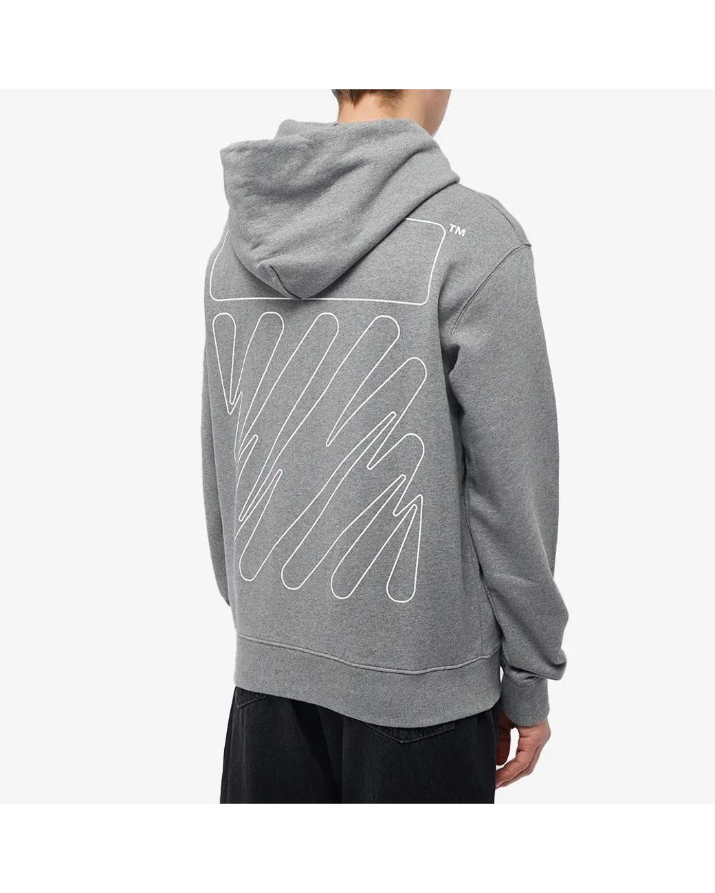 Off-White c/o Virgil Abloh Gray Wave-Print Cotton Hoodie for men