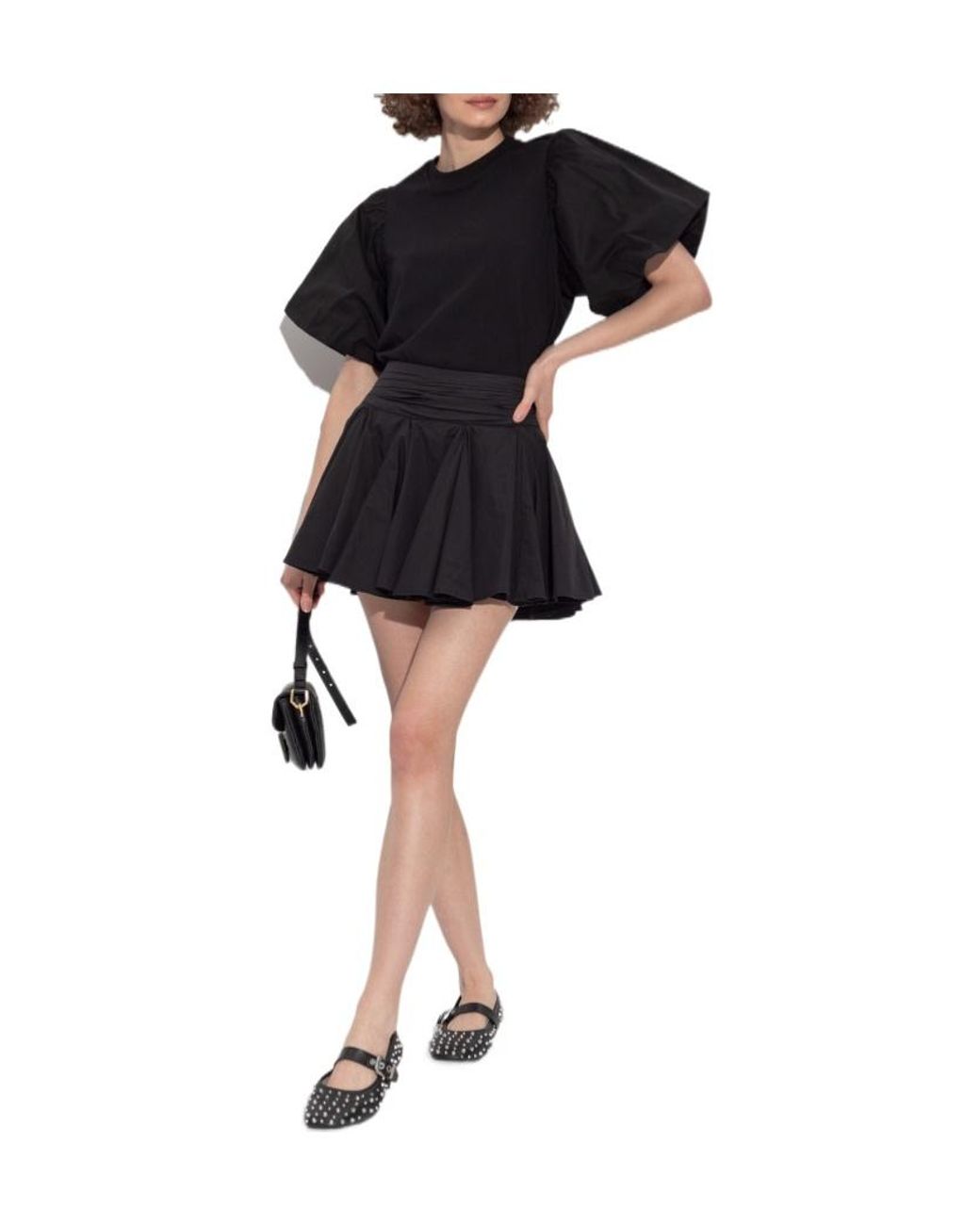 AllSaints Black Jess Puff-Sleeve Top