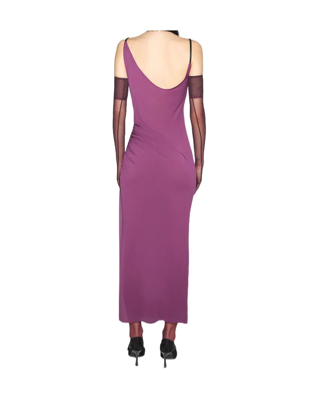Mugler Purple Side-Split Midi Dress