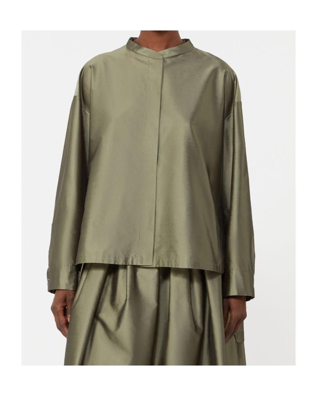 Max Mara Green Satin Oversized Shirt