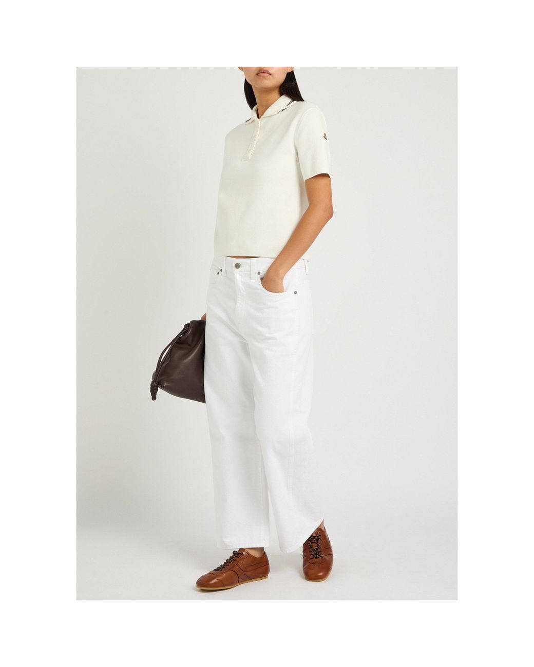 Moncler White Short-Sleeve Cotton Slim-Fit Polo Shirt