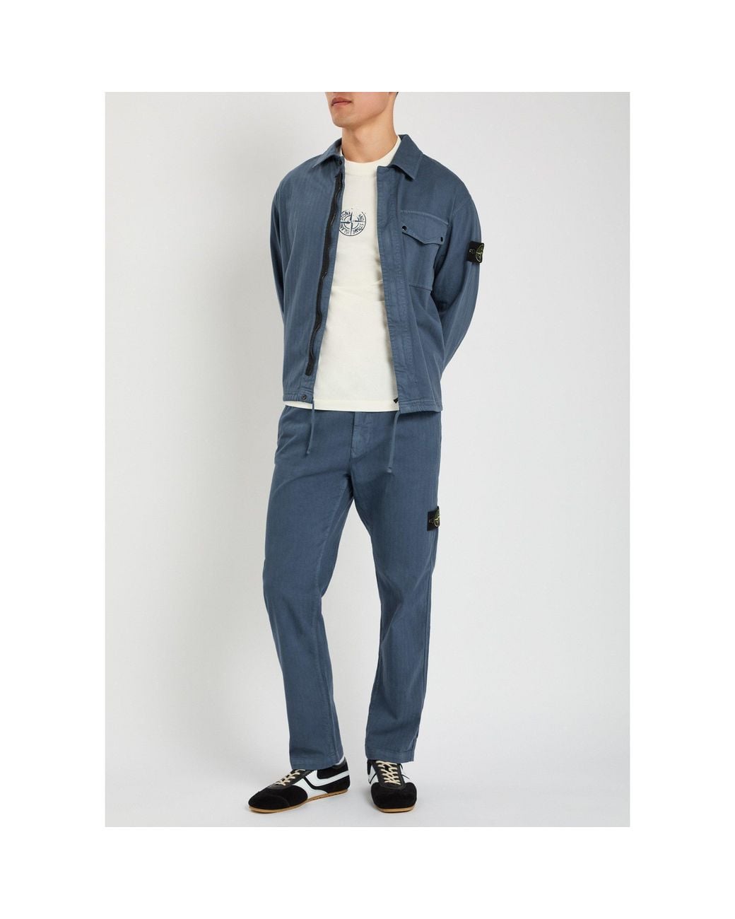 Stone Island Blue Tapered Casual Trousers for men