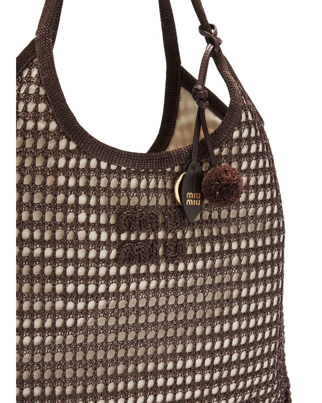 Miu Miu Brown Crochet Shoulder Bag