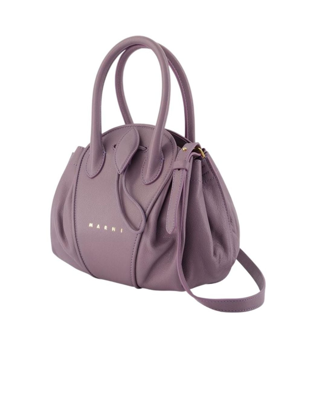 Marni Purple Logo Stamped Tulipea Small Handbag